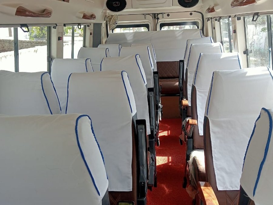 Tempo Traveller seating, cleaned before every trip